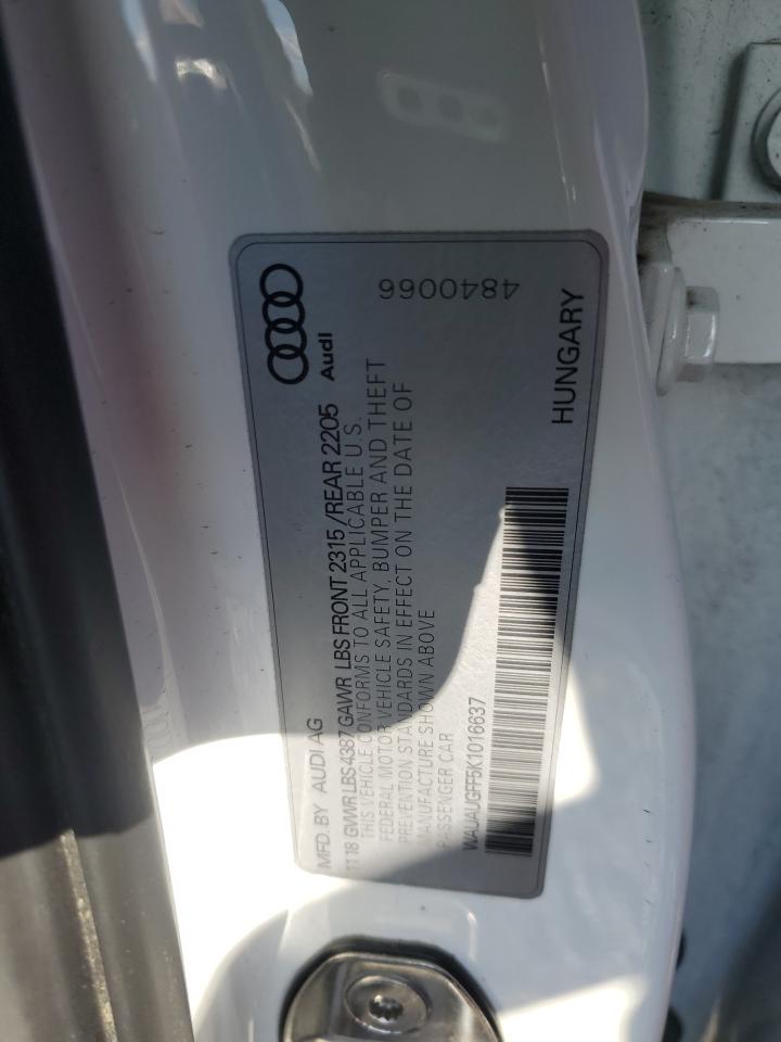 2019 Audi A3 Premium VIN: WAUAUGFF5K1016637 Lot: 91576825