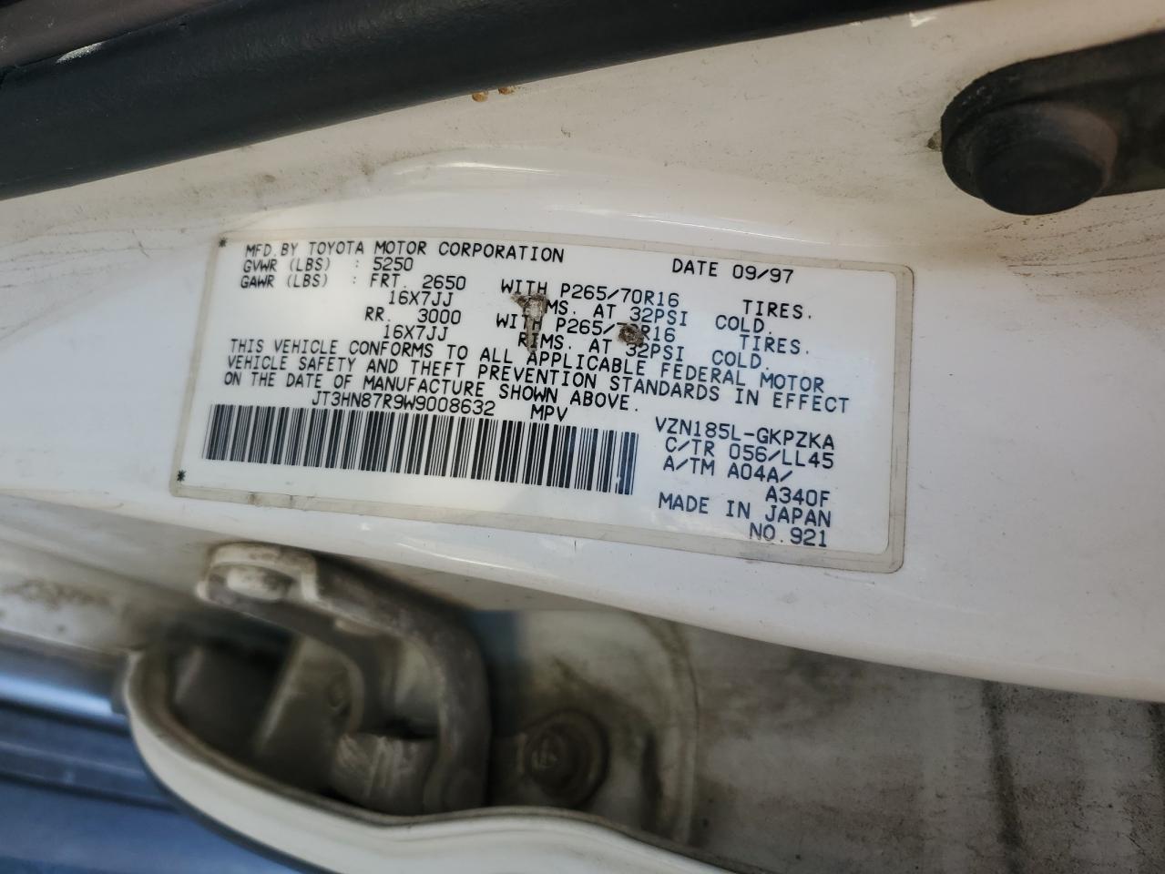 1998 Toyota 4Runner Limited VIN: JT3HN87R9W9008632 Lot: 91322305