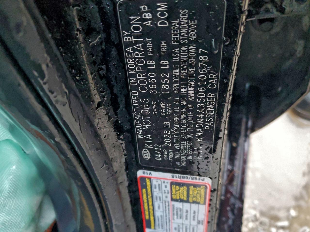 2013 Kia Rio Lx VIN: KNADM4A35D6106787 Lot: 93769775