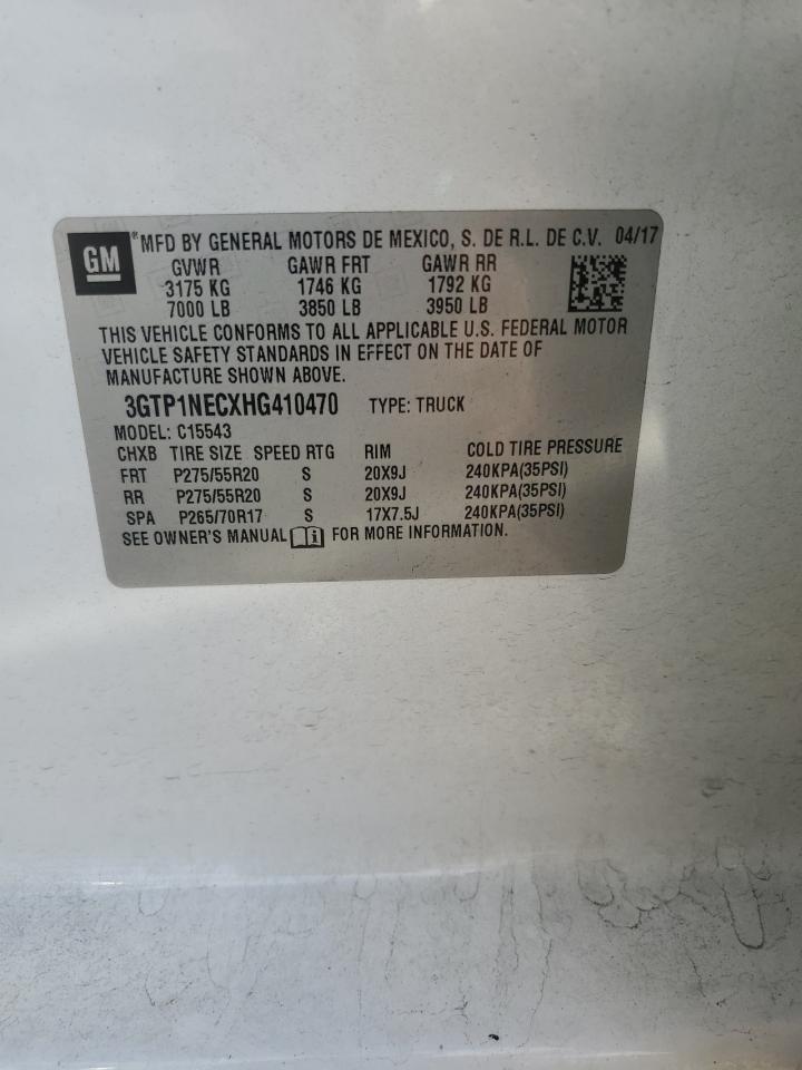 2017 GMC Sierra C1500 Slt VIN: 3GTP1NECXHG410470 Lot: 92045955
