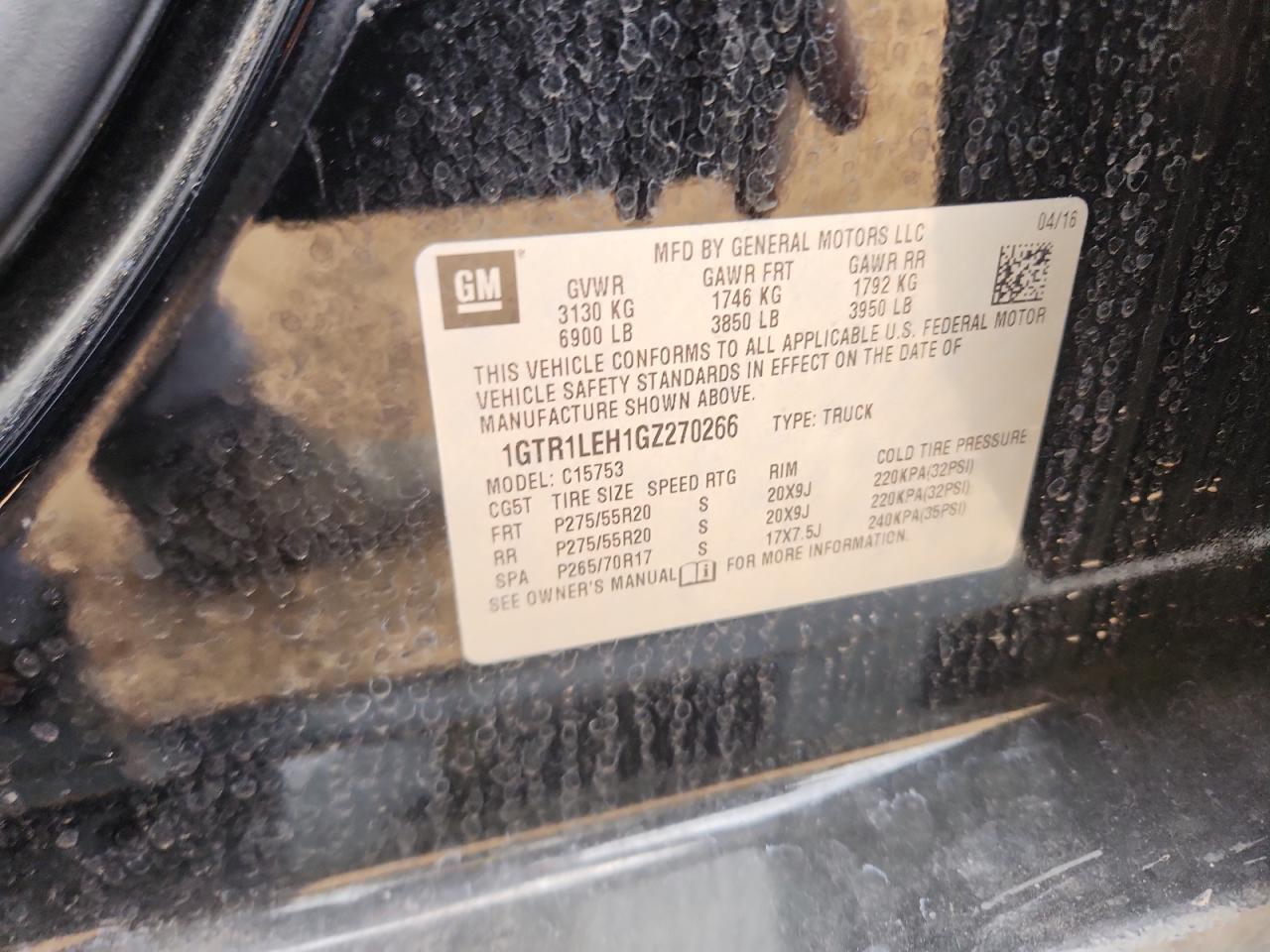 2016 GMC Sierra C1500 VIN: 1GTR1LEH1GZ270266 Lot: 93220605