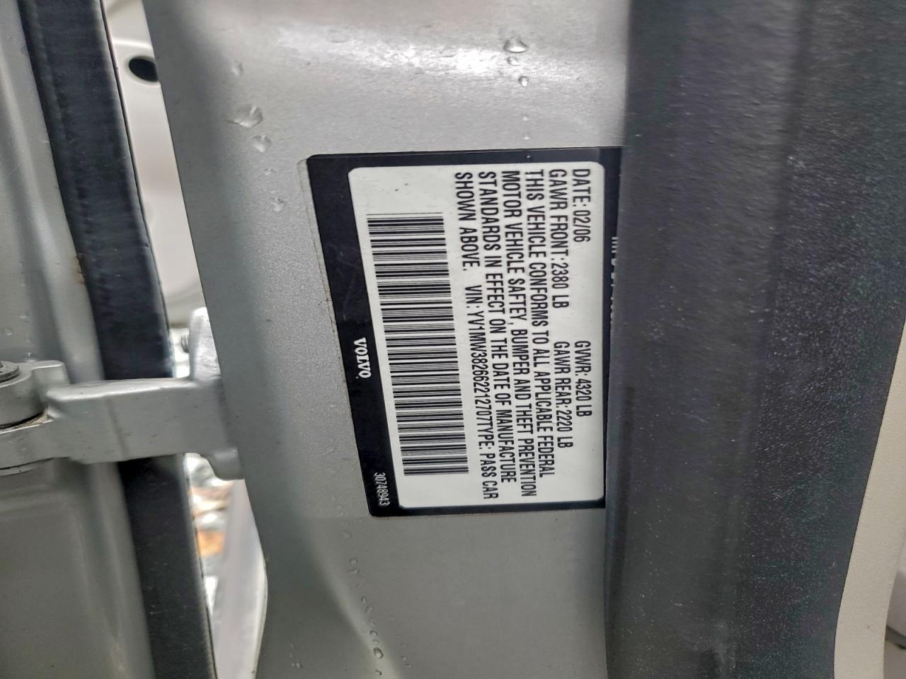 2006 Volvo V50 2.4I VIN: YV1MW382662212707 Lot: 93264135