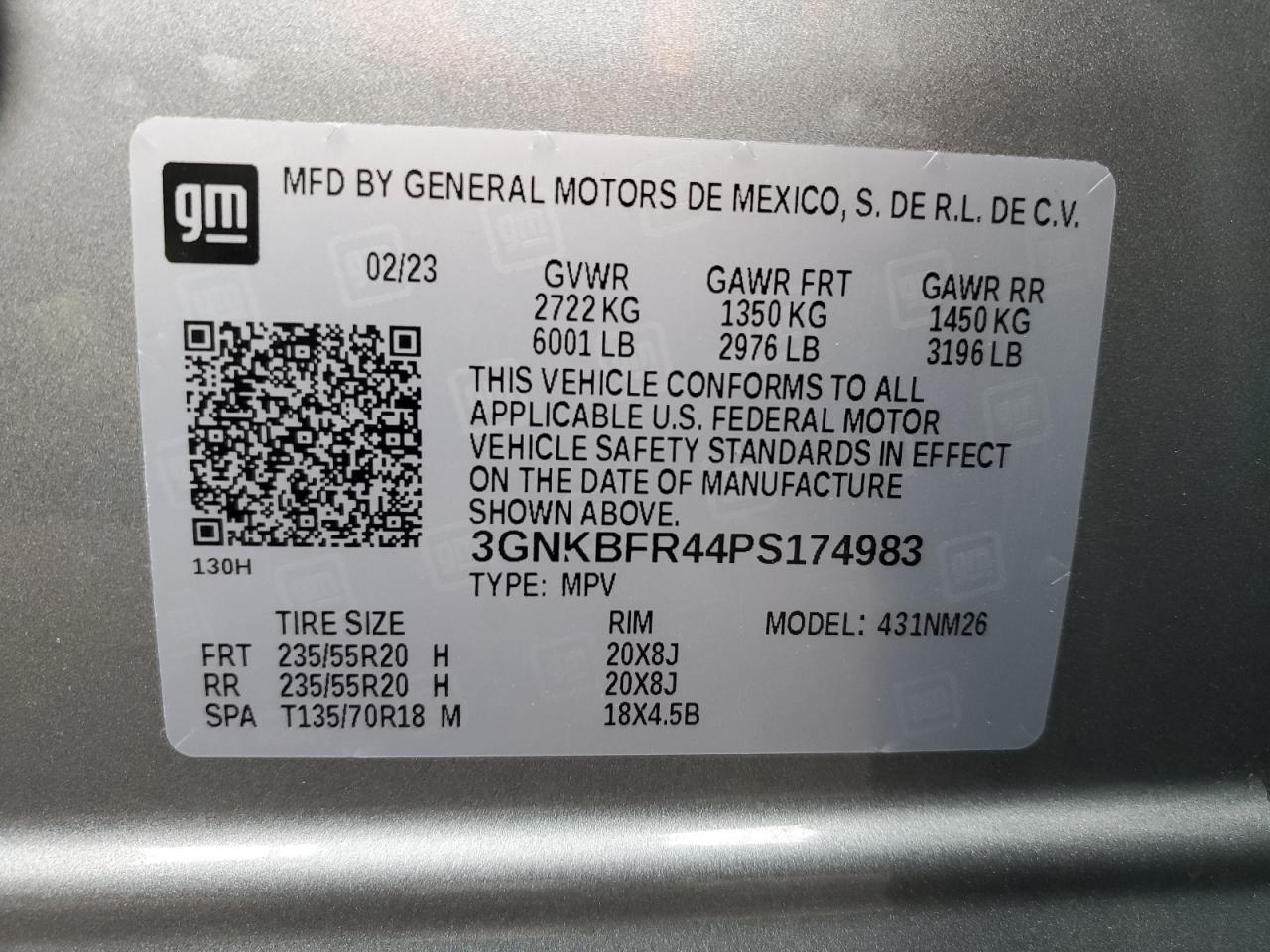 2023 Chevrolet Blazer Premier VIN: 3GNKBFR44PS174983 Lot: 93056905