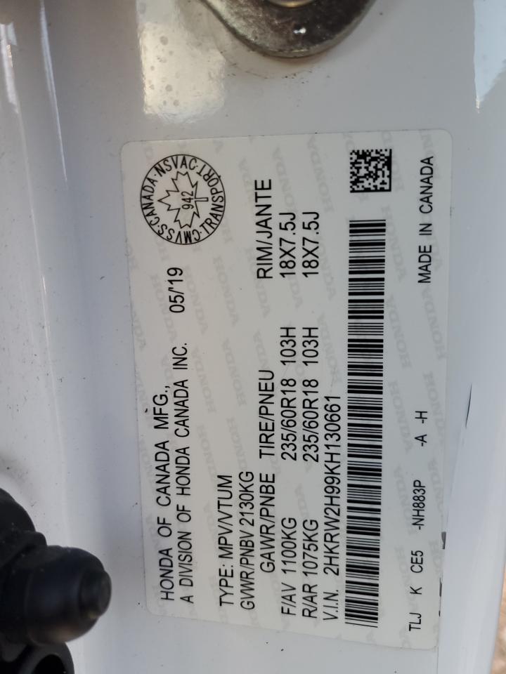 2019 Honda Cr-V Touring VIN: 2HKRW2H99KH130661 Lot: 92483925