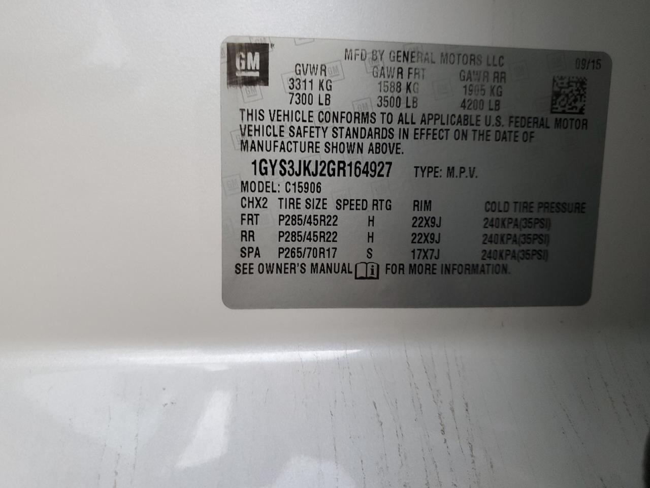 2016 Cadillac Escalade Esv Premium VIN: 1GYS3JKJ2GR164927 Lot: 92904655