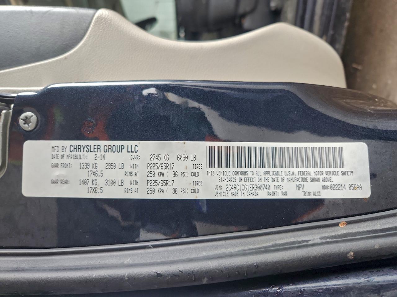 2014 Chrysler Town & Country Touring L VIN: 2C4RC1CG1ER300740 Lot: 94077995