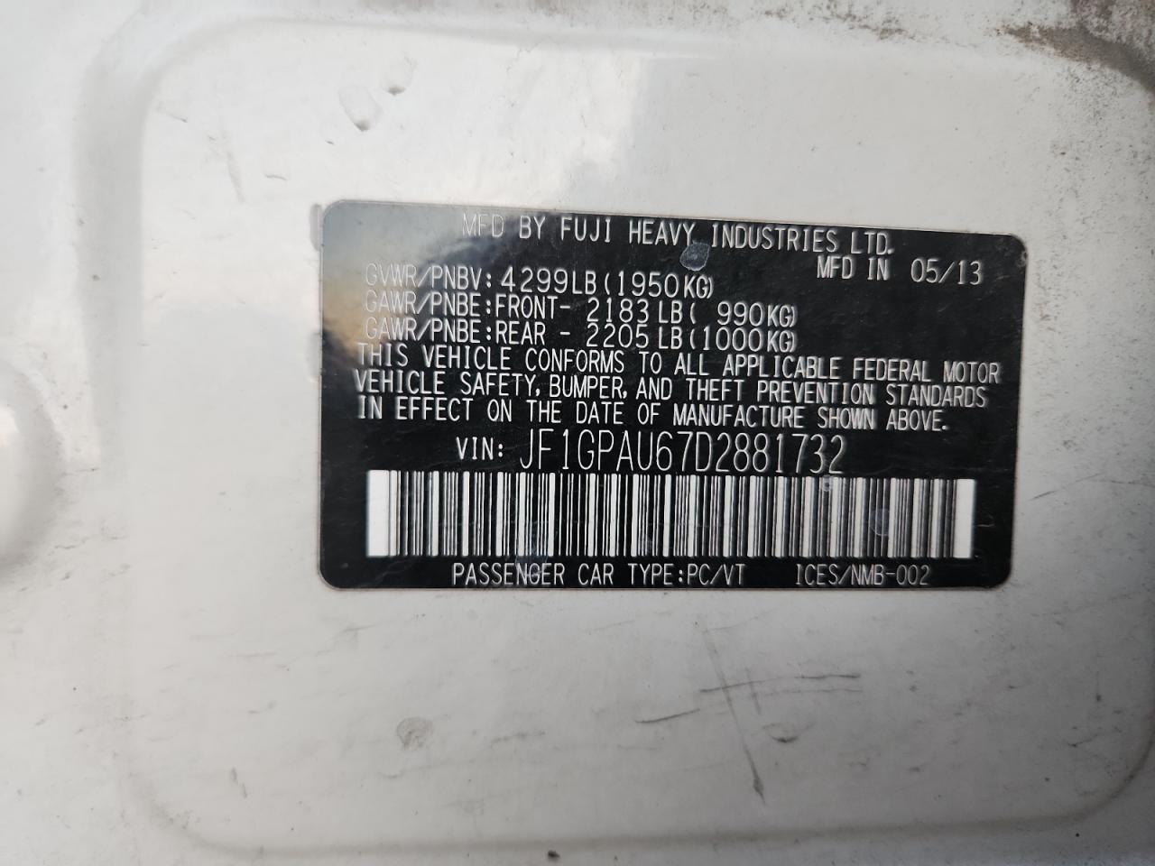 2013 Subaru Impreza Sport Limited VIN: JF1GPAU67D2881732 Lot: 92895775