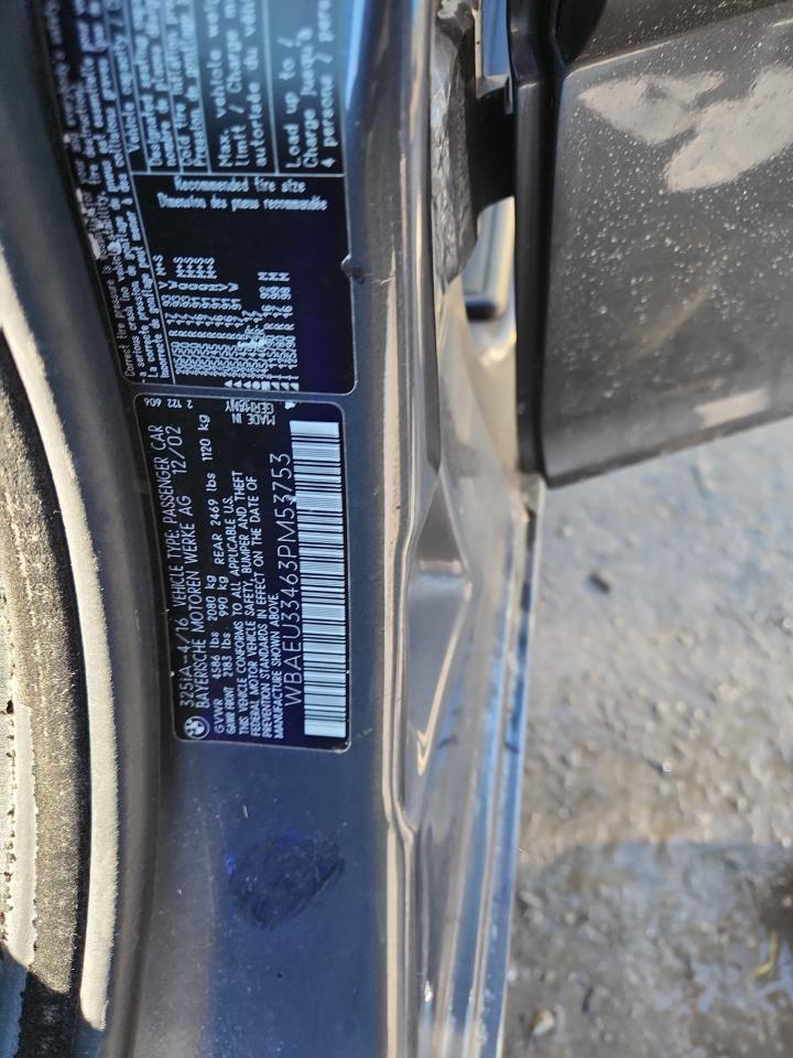 2003 BMW 325 Xi VIN: WBAEU33463PM53753 Lot: 93117085