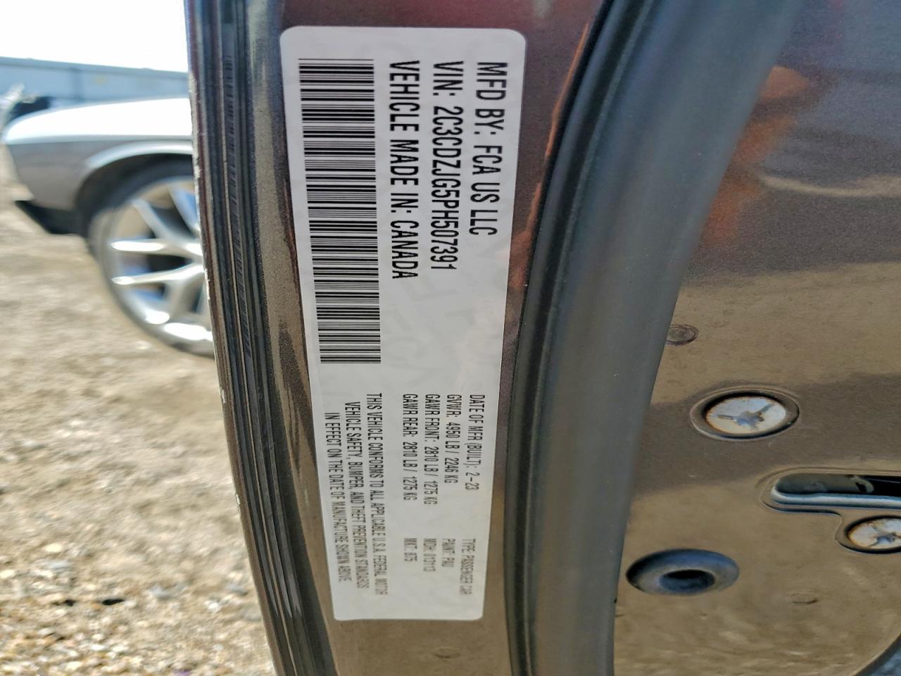 2023 Dodge Challenger Gt VIN: 2C3CDZJG5PH507391 Lot: 94574865