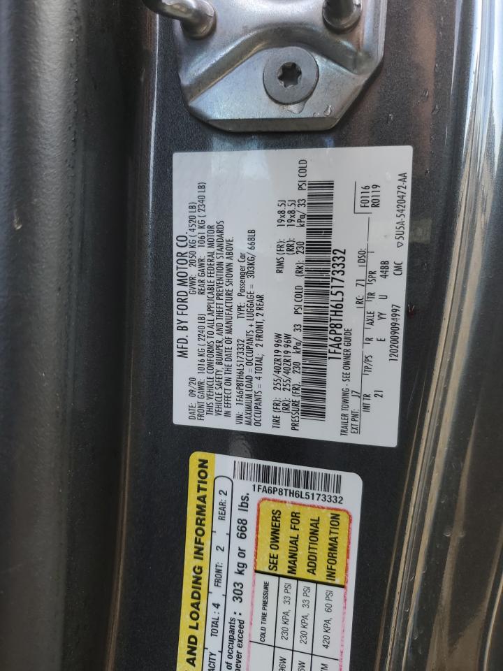 2020 Ford Mustang VIN: 1FA6P8TH6L5173332 Lot: 91316545
