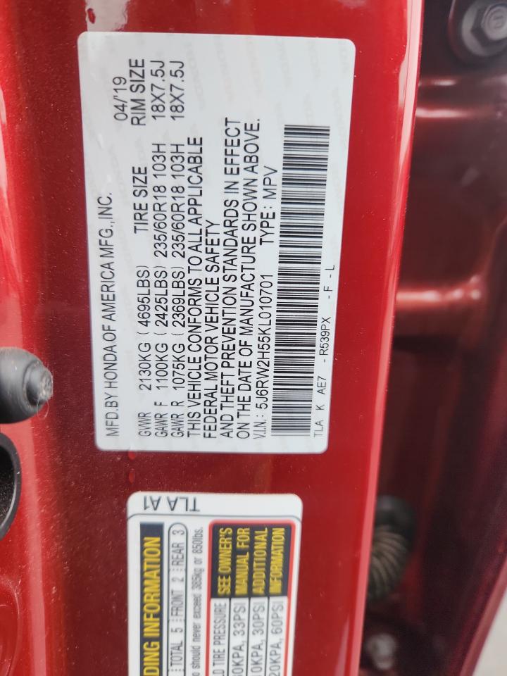 2019 Honda Cr-V Ex VIN: 5J6RW2H55KL010701 Lot: 93460285