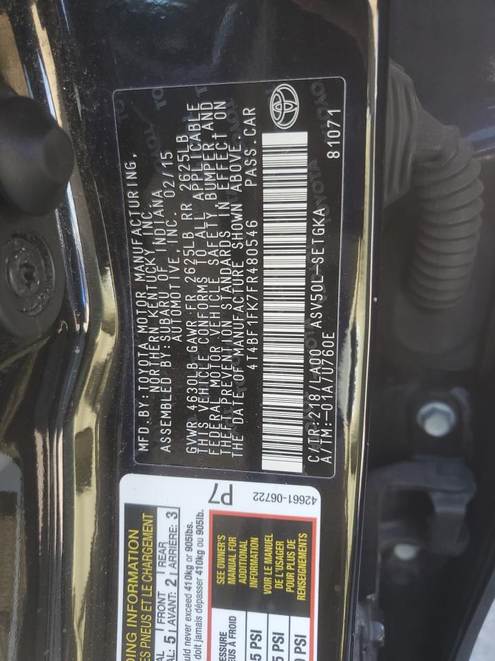 2015 Toyota Camry Le VIN: 4T4BF1FK7FR480546 Lot: 91267955