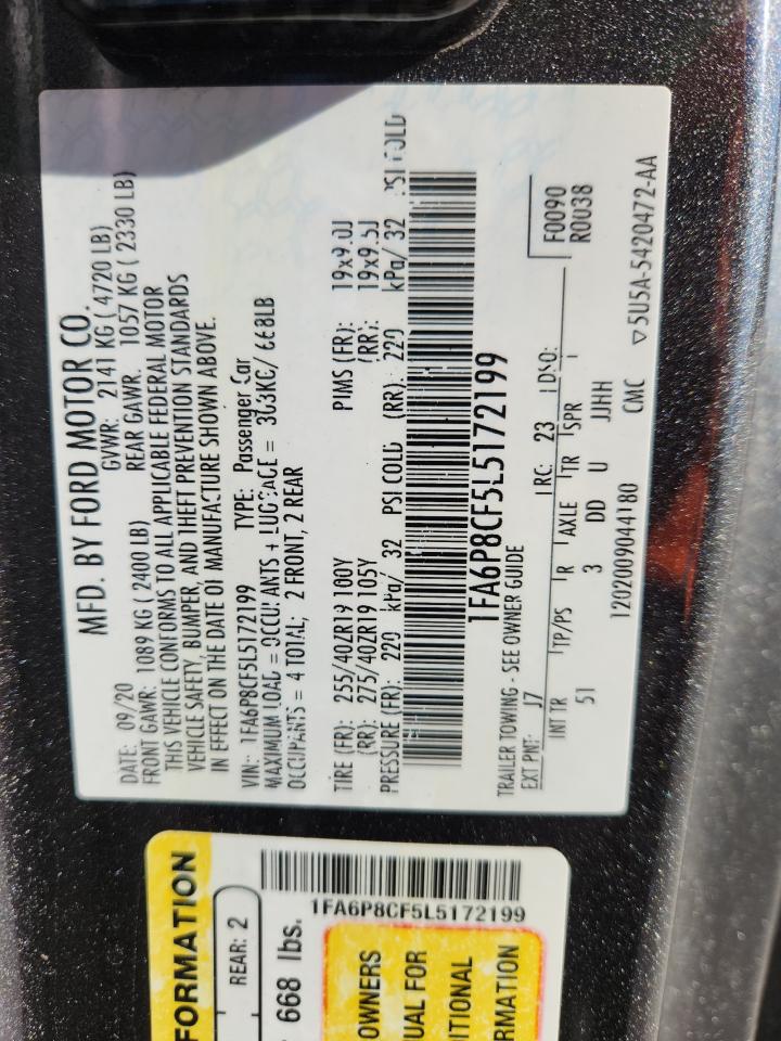 2020 Ford Mustang Gt VIN: 1FA6P8CF5L5172199 Lot: 92052005