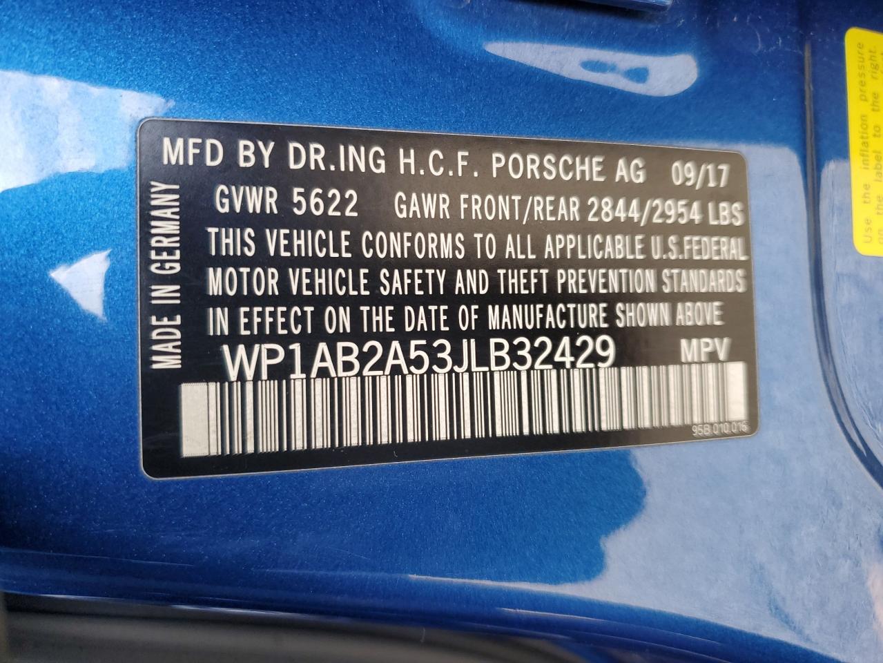 2018 Porsche Macan S VIN: WP1AB2A53JLB32429 Lot: 91221065