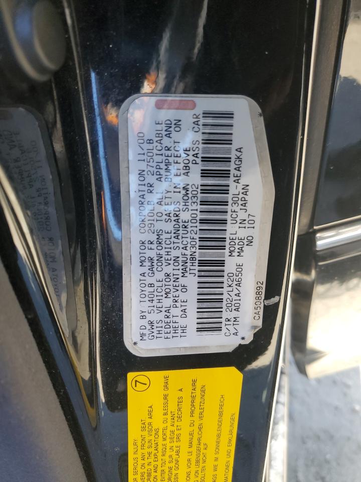 2001 Lexus Ls 430 VIN: JTHBN30F210013302 Lot: 85086135