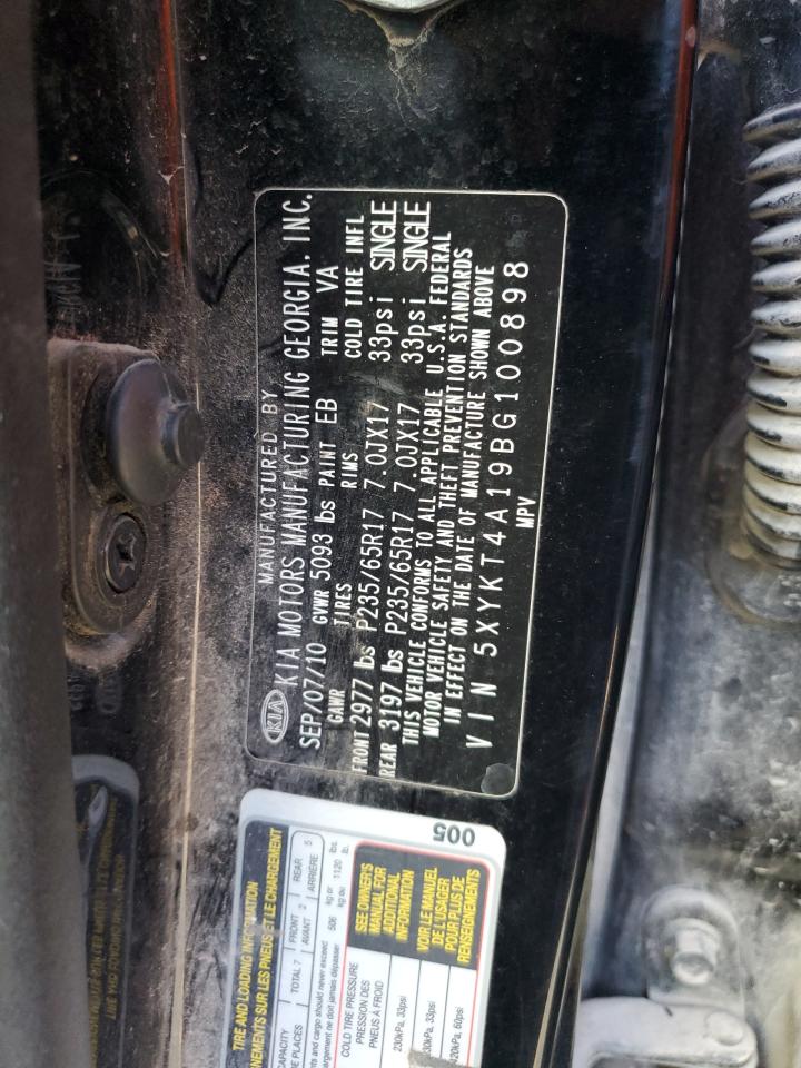 2011 Kia Sorento Base VIN: 5XYKT4A19BG100898 Lot: 93645655