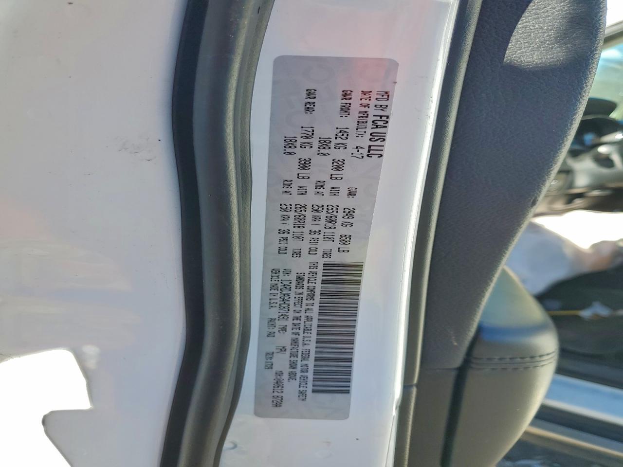 2017 Dodge Durango Sxt VIN: 1C4RDJAG4HC871491 Lot: 94348275