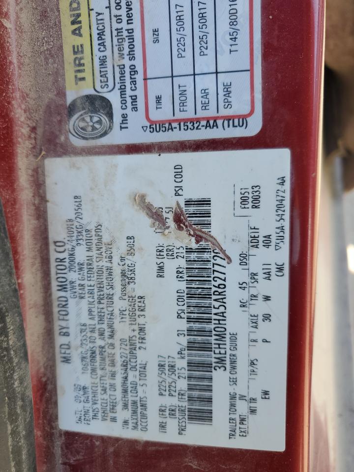 2010 Mercury Milan VIN: 3MEHM0HA5AR627720 Lot: 91280695