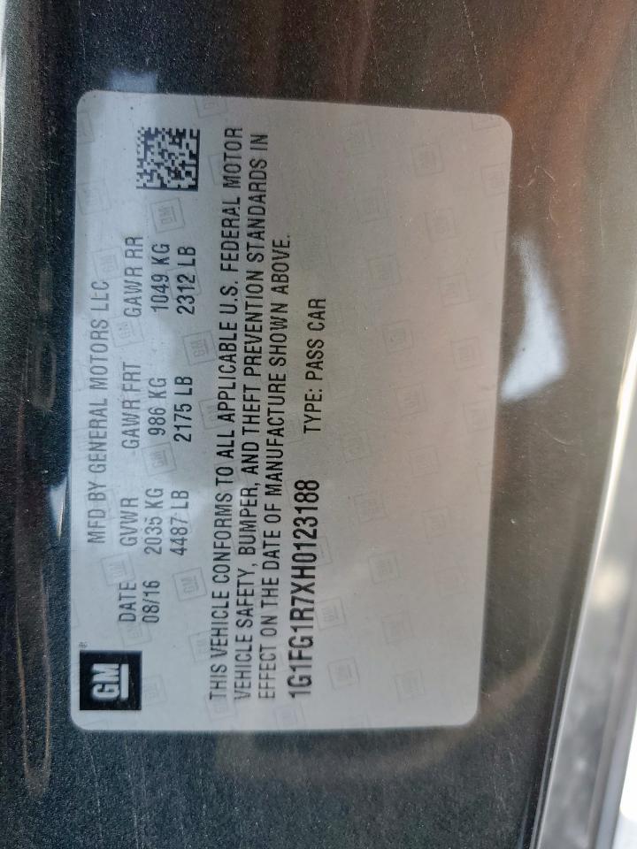 2017 Chevrolet Camaro Ss VIN: 1G1FG1R7XH0123188 Lot: 92514665