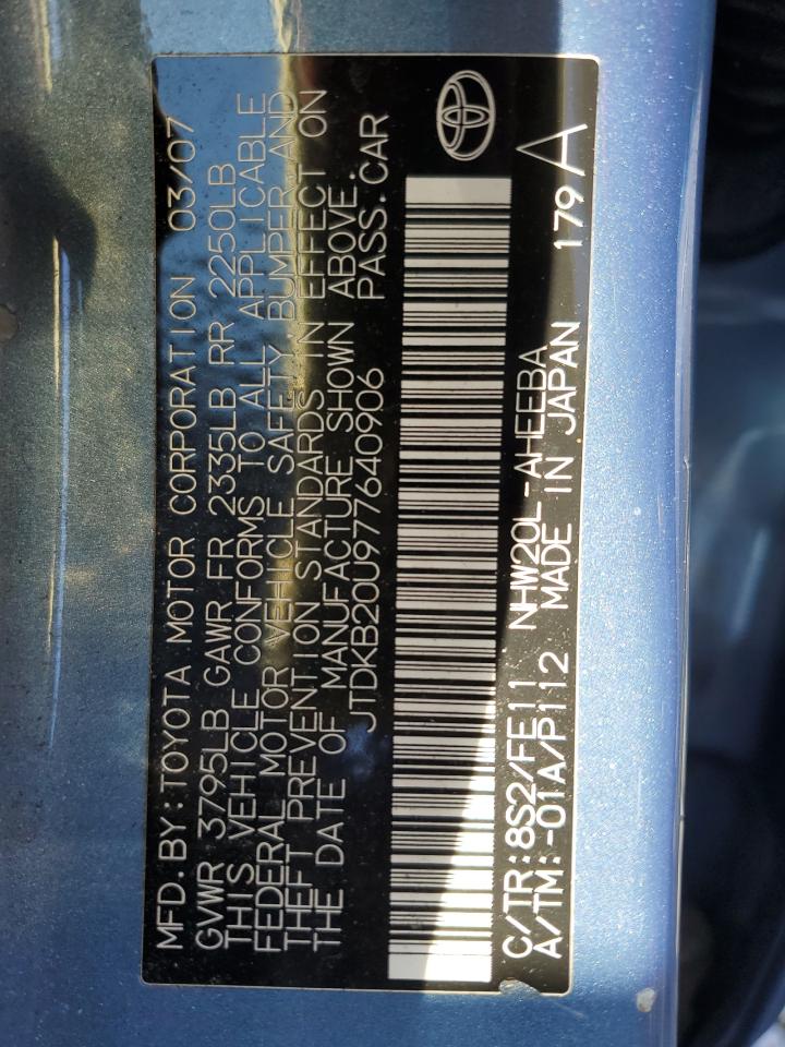 2007 Toyota Prius VIN: JTDKB20U977640906 Lot: 90675285