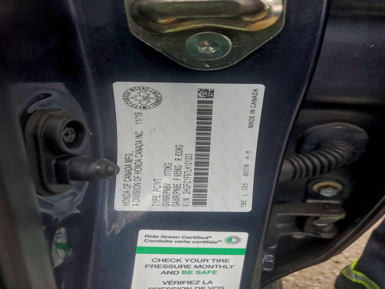 2020 Honda Civic Touring VIN: 2HGFC1F97LH101003 Lot: 94043045