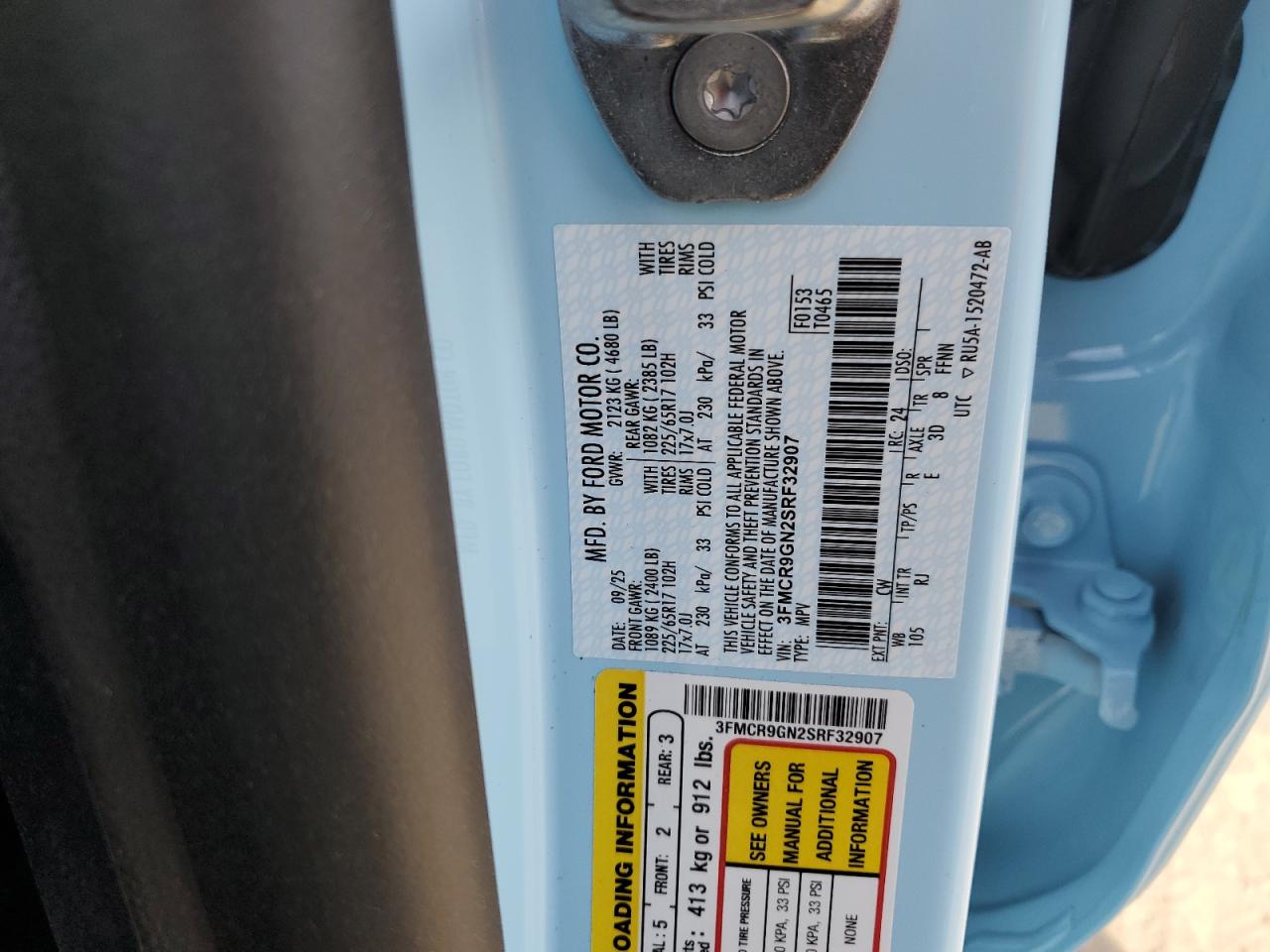 2025 Ford Bronco Sport Heritage VIN: 3FMCR9GN2SRF32907 Lot: 92289595