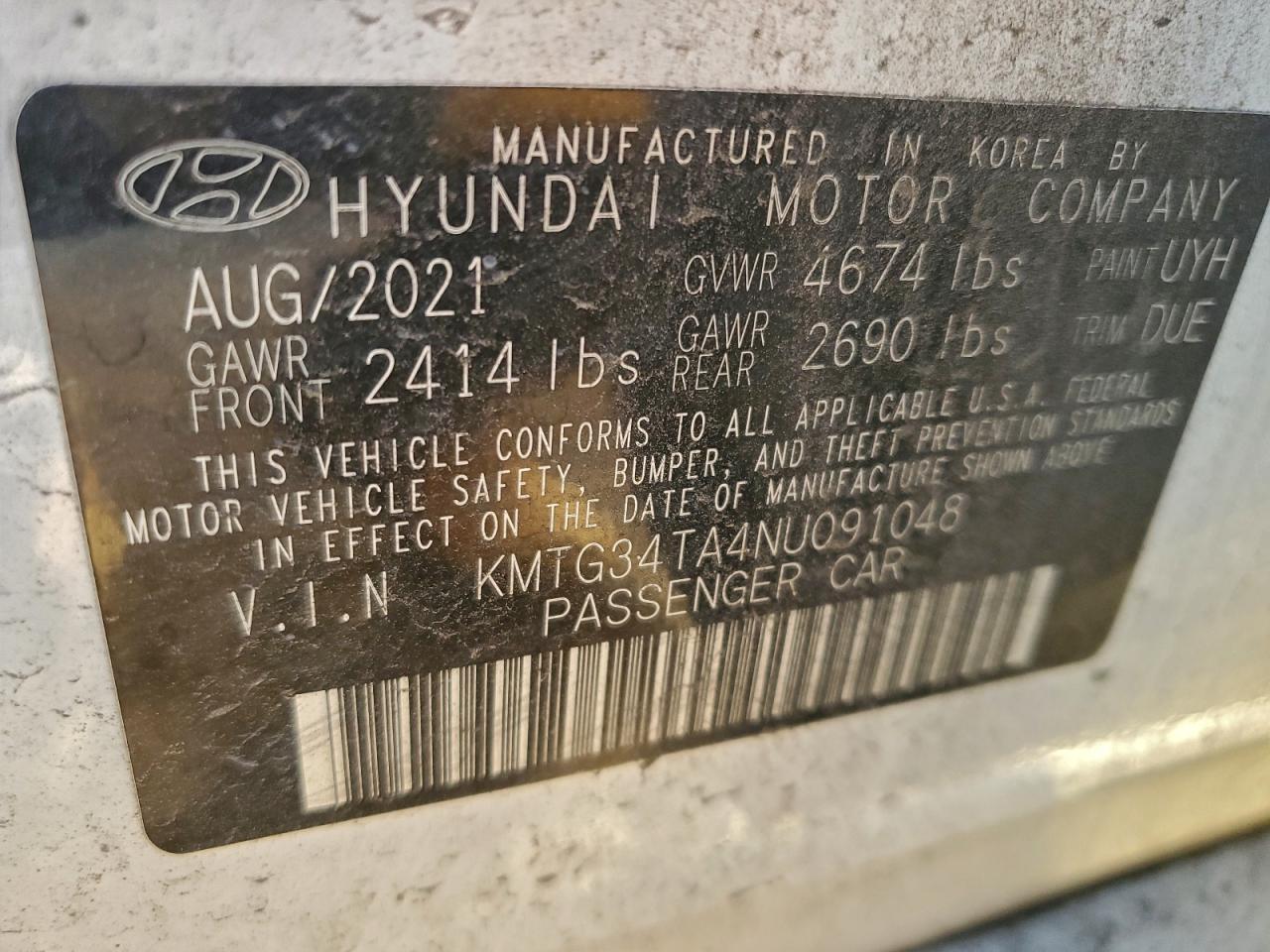 2022 Genesis G70 Base VIN: KMTG34TA4NU091048 Lot: 93206765