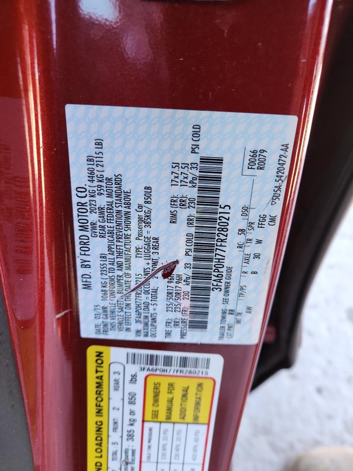 2015 Ford Fusion Se VIN: 3FA6P0H77FR280215 Lot: 93105475