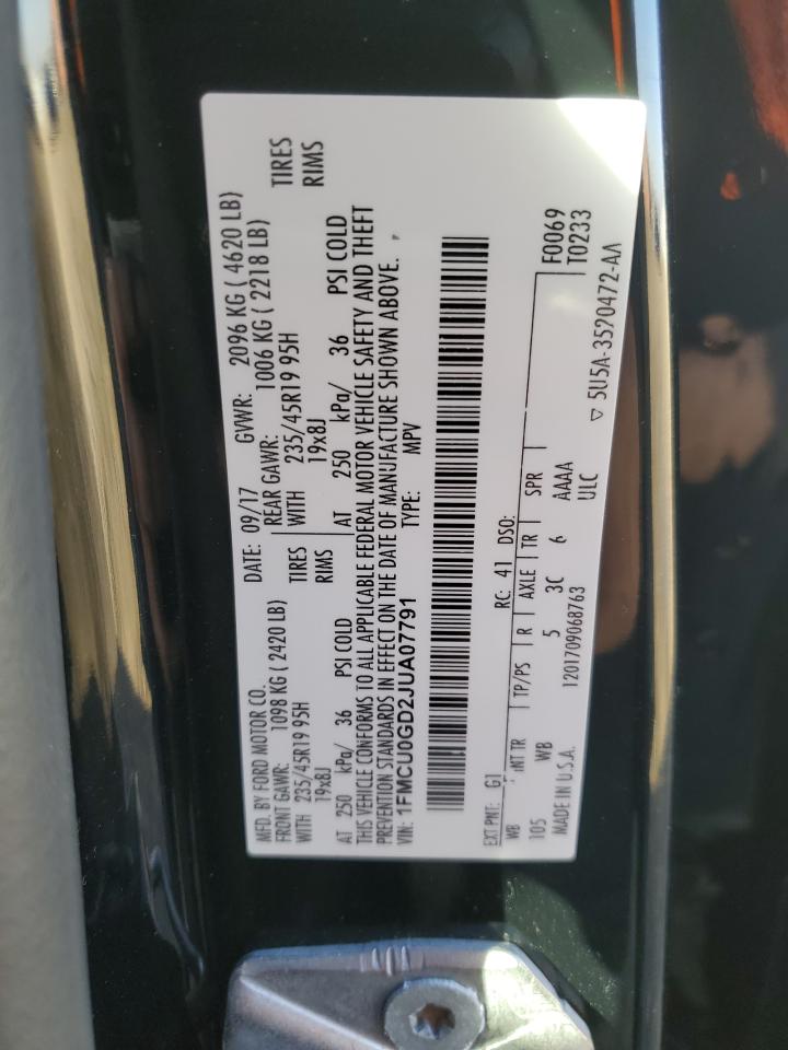 2018 Ford Escape Se VIN: 1FMCU0GD2JUA07791 Lot: 90883485