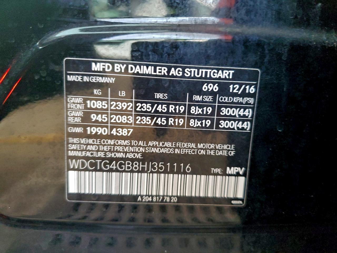 2017 Mercedes-Benz Gla 250 4Matic VIN: WDCTG4GB8HJ351116 Lot: 94275765