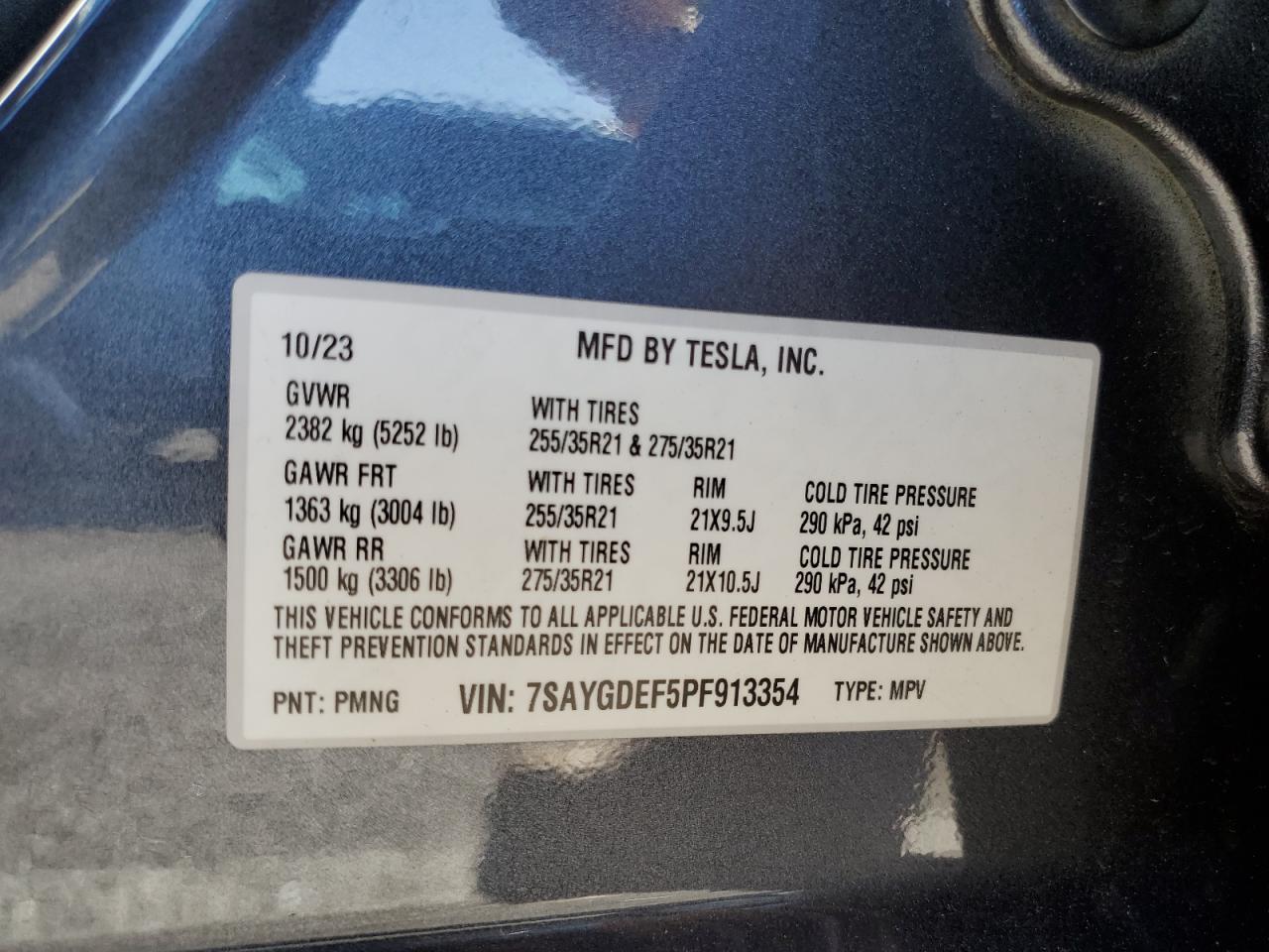 2023 Tesla Model Y VIN: 7SAYGDEF5PF913354 Lot: 91382935