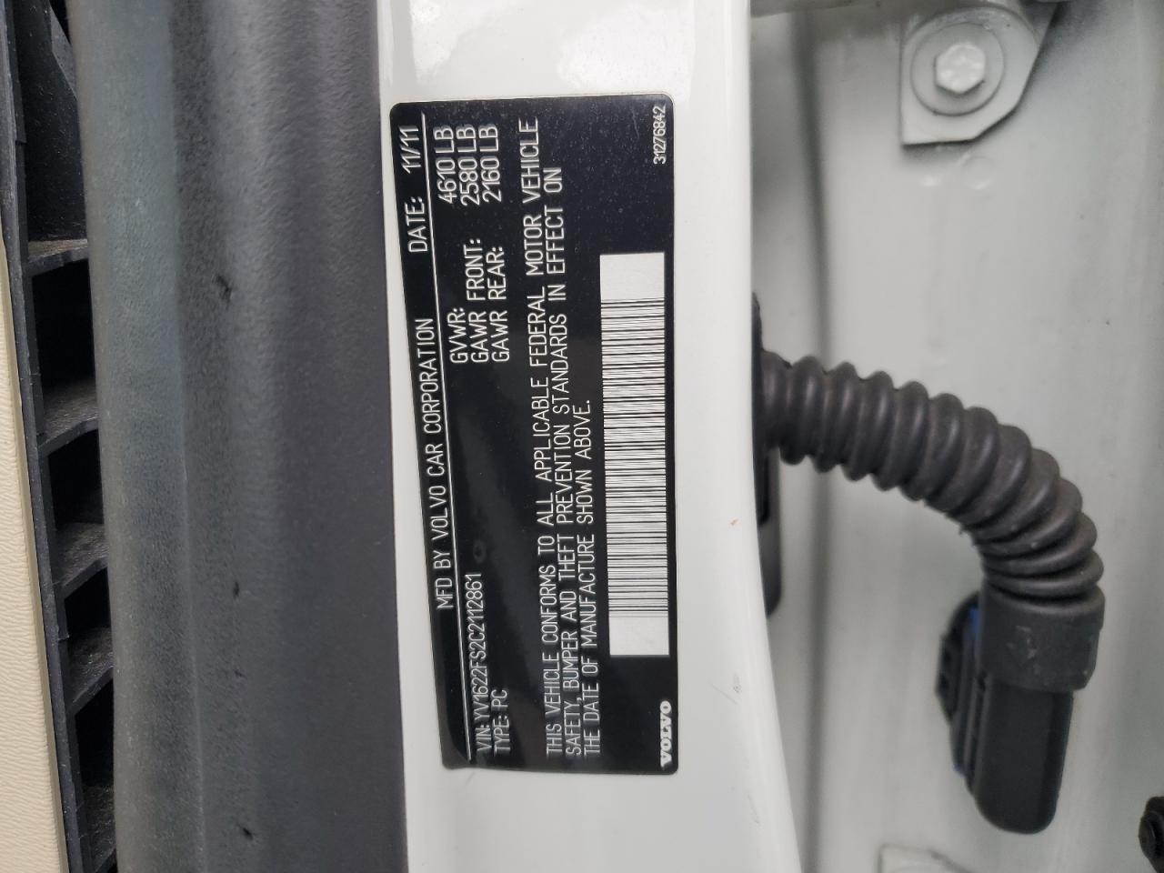 2012 Volvo S60 T5 VIN: YV1622FS2C2112861 Lot: 92506765