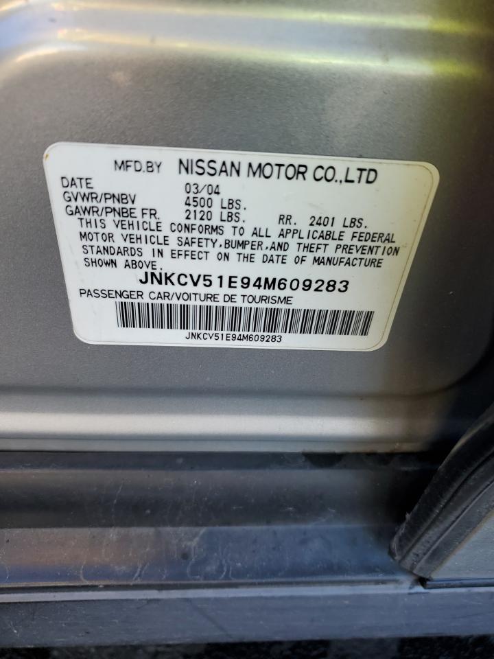 2004 Infiniti G35 VIN: JNKCV51E94M609283 Lot: 93434575