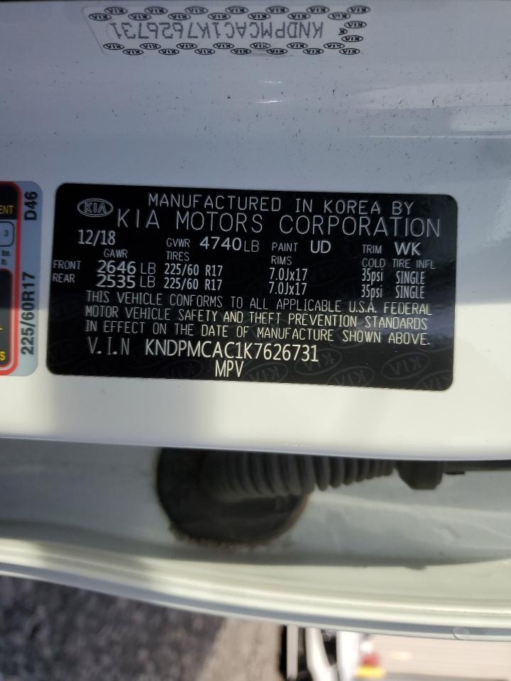 2019 Kia Sportage Lx VIN: KNDPMCAC1K7626731 Lot: 92528955