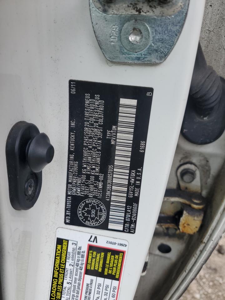 2011 Toyota Venza VIN: 4T3BK3BB3BU057035 Lot: 92855545