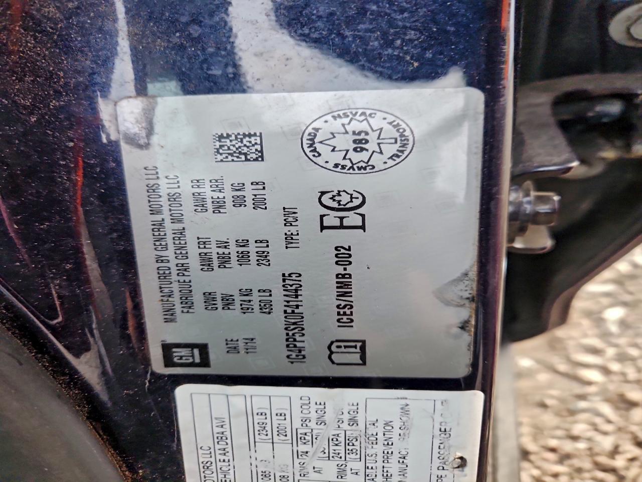 2015 Buick Verano VIN: 1G4PP5SK0F4144375 Lot: 92397755