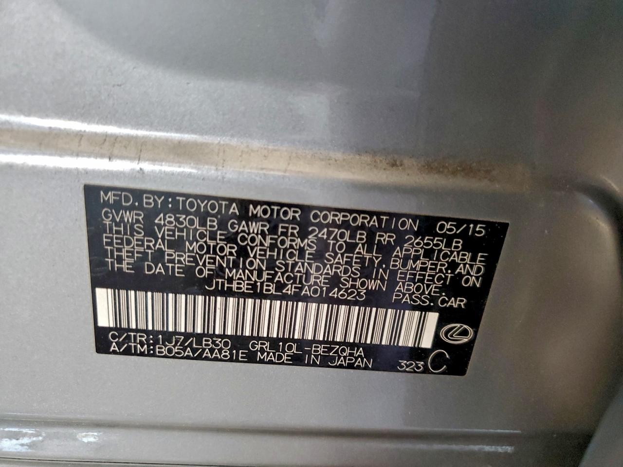 2015 Lexus Gs 350 VIN: JTHBE1BL4FA014623 Lot: 93888615