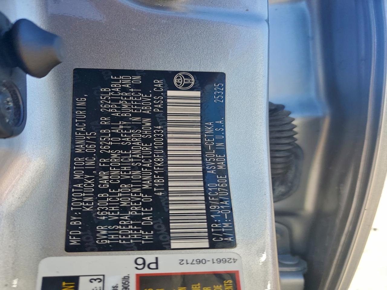 2015 Toyota Camry Le VIN: 4T1BF1FK8FU100334 Lot: 90760045