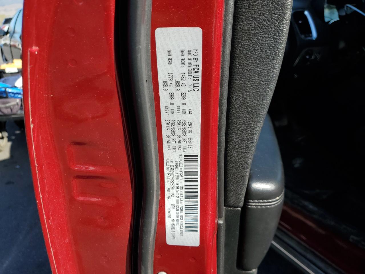 2015 Dodge Durango Sxt VIN: 1C4RDHAG7FC922780 Lot: 91343325