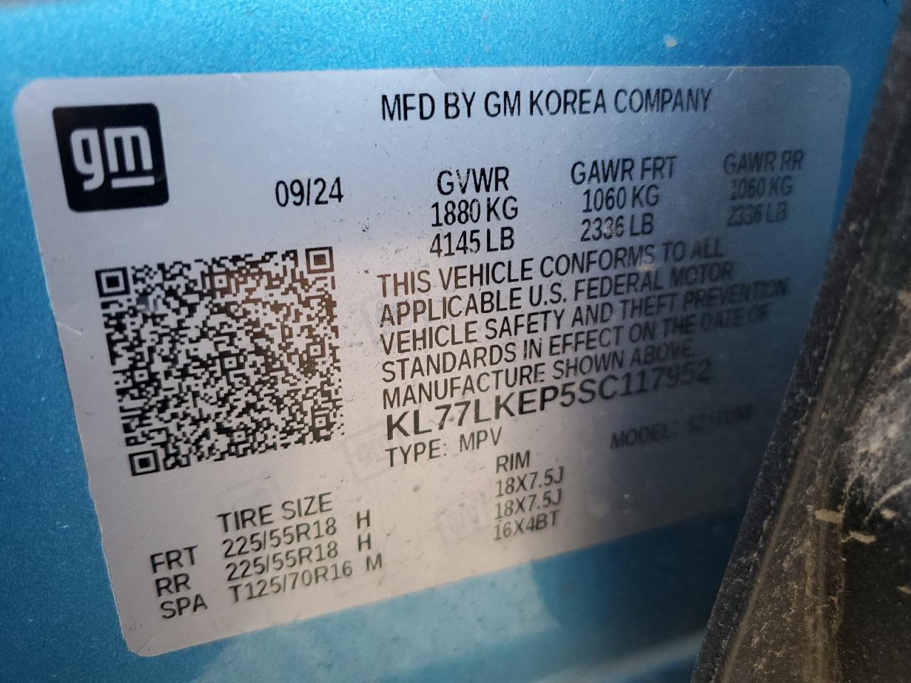 2025 Chevrolet Trax Activ VIN: KL77LKEP5SC117952 Lot: 92693485