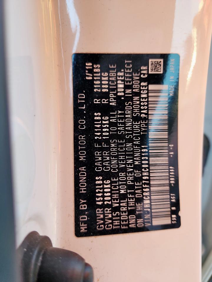 2017 Honda Accord Touring Hybrid VIN: JHMCR6F79HC003191 Lot: 91309285