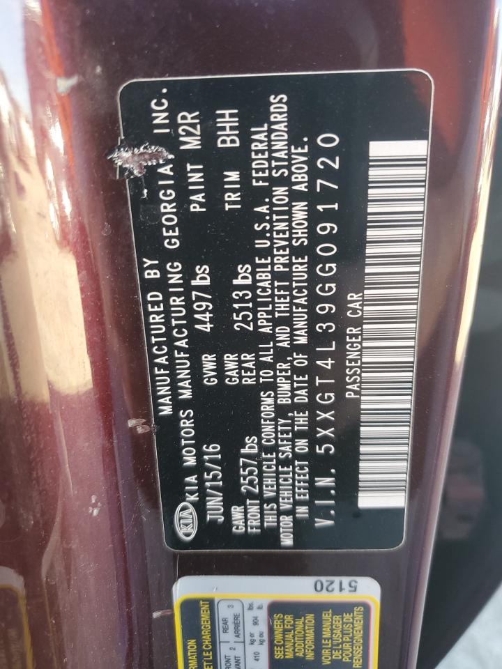 2016 Kia Optima Lx VIN: 5XXGT4L39GG091720 Lot: 91178055