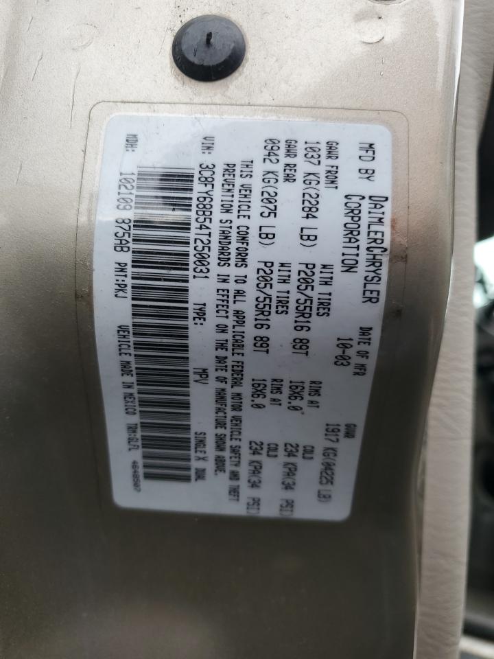 2004 Chrysler Pt Cruiser Limited VIN: 3C8FY68B54T250031 Lot: 90642275