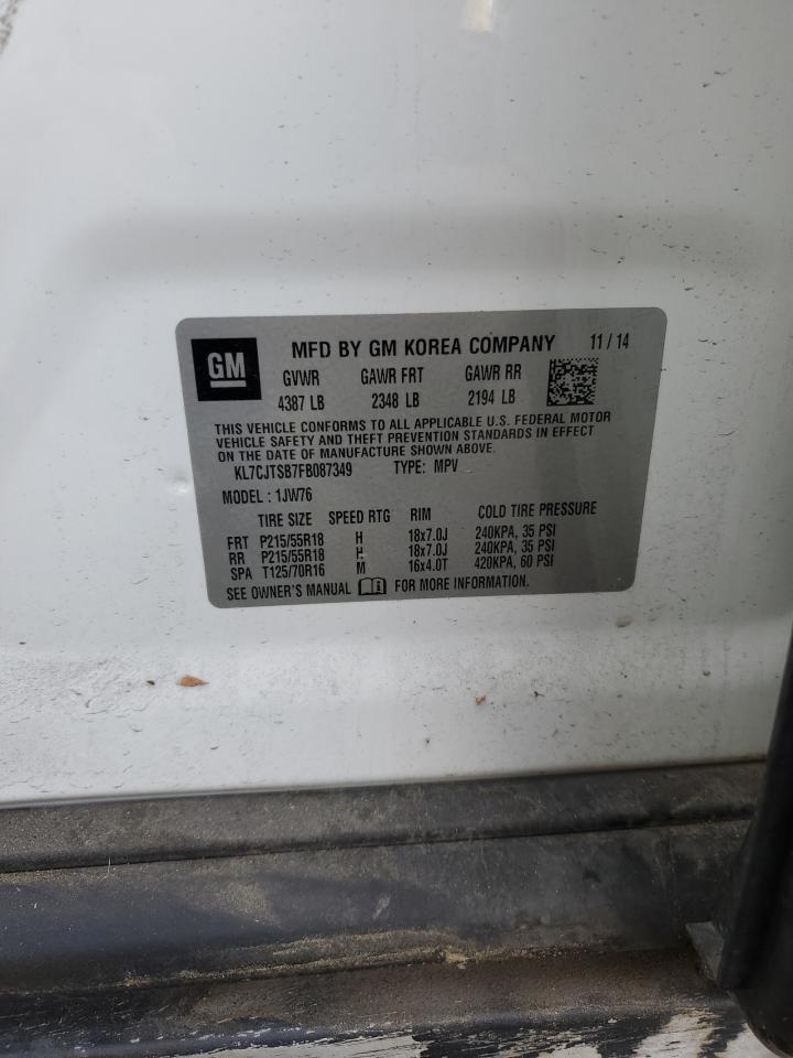 2015 Chevrolet Trax Ltz VIN: KL7CJTSB7FB087349 Lot: 91354495