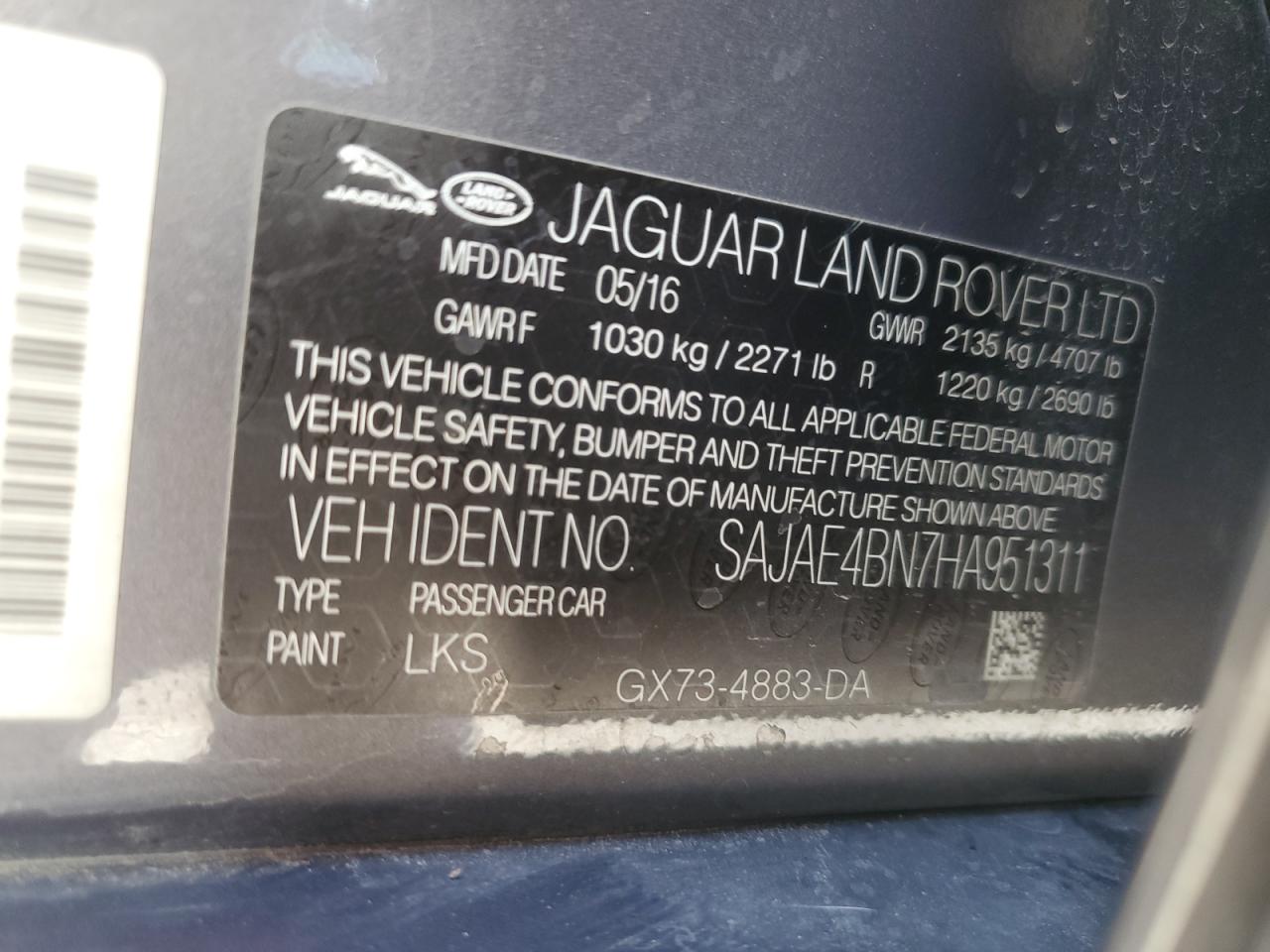 2017 Jaguar Xe Prestige VIN: SAJAE4BN7HA951311 Lot: 91287425