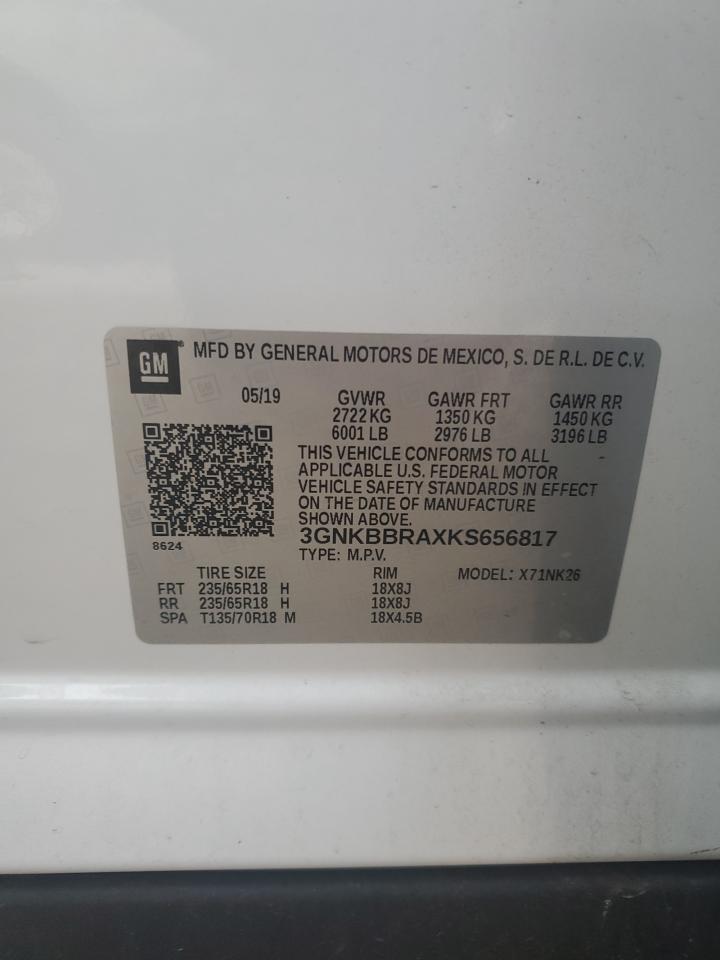 2019 Chevrolet Blazer 1Lt VIN: 3GNKBBRAXKS656817 Lot: 93196565