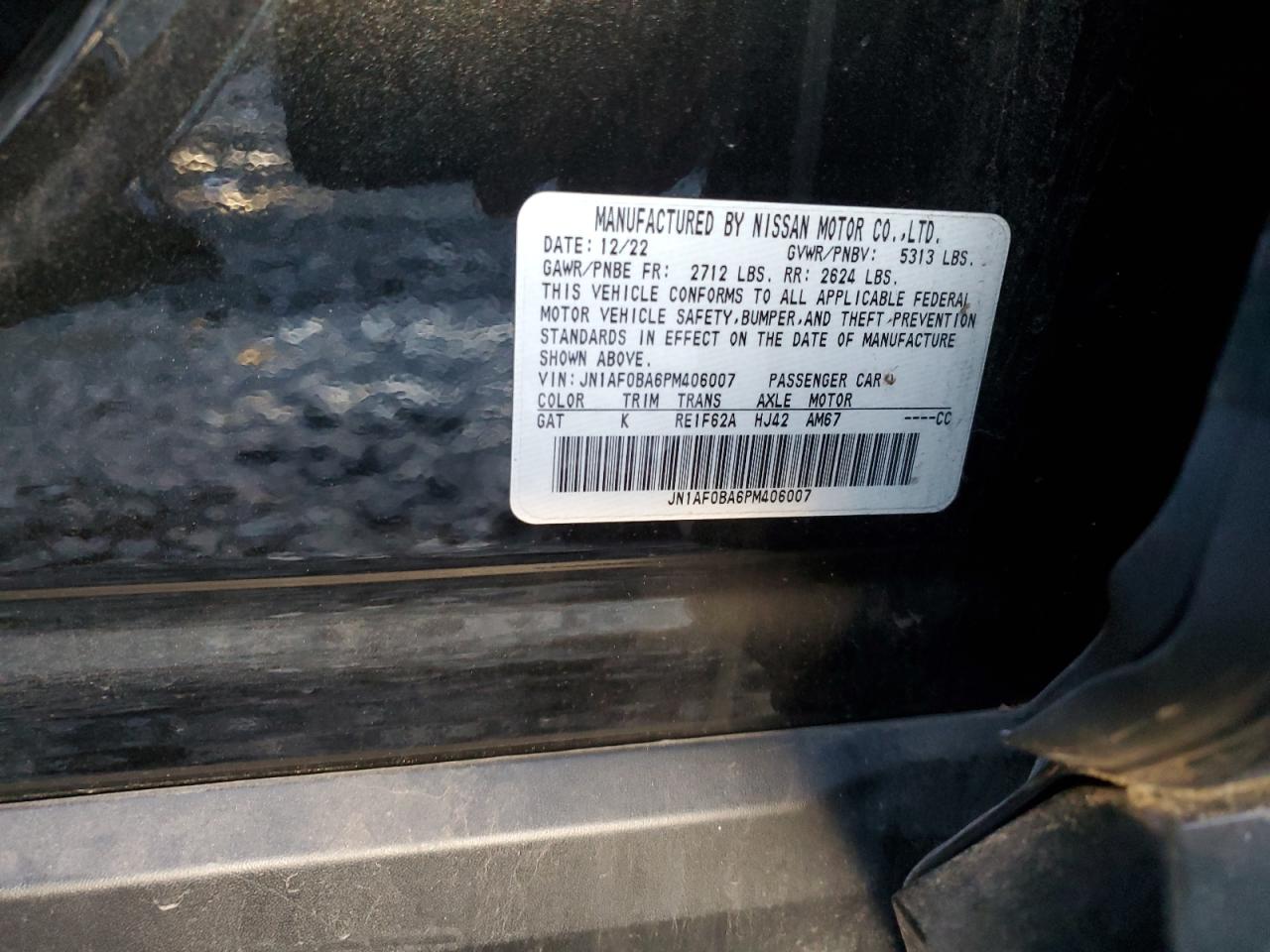 2023 Nissan Ariya Engage VIN: JN1AF0BA6PM406007 Lot: 93214025