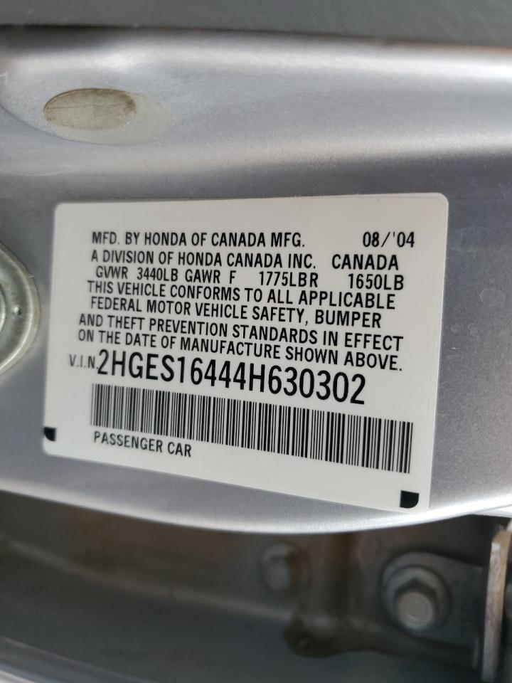2004 Honda Civic Dx VIN: 2HGES16444H630302 Lot: 93653725