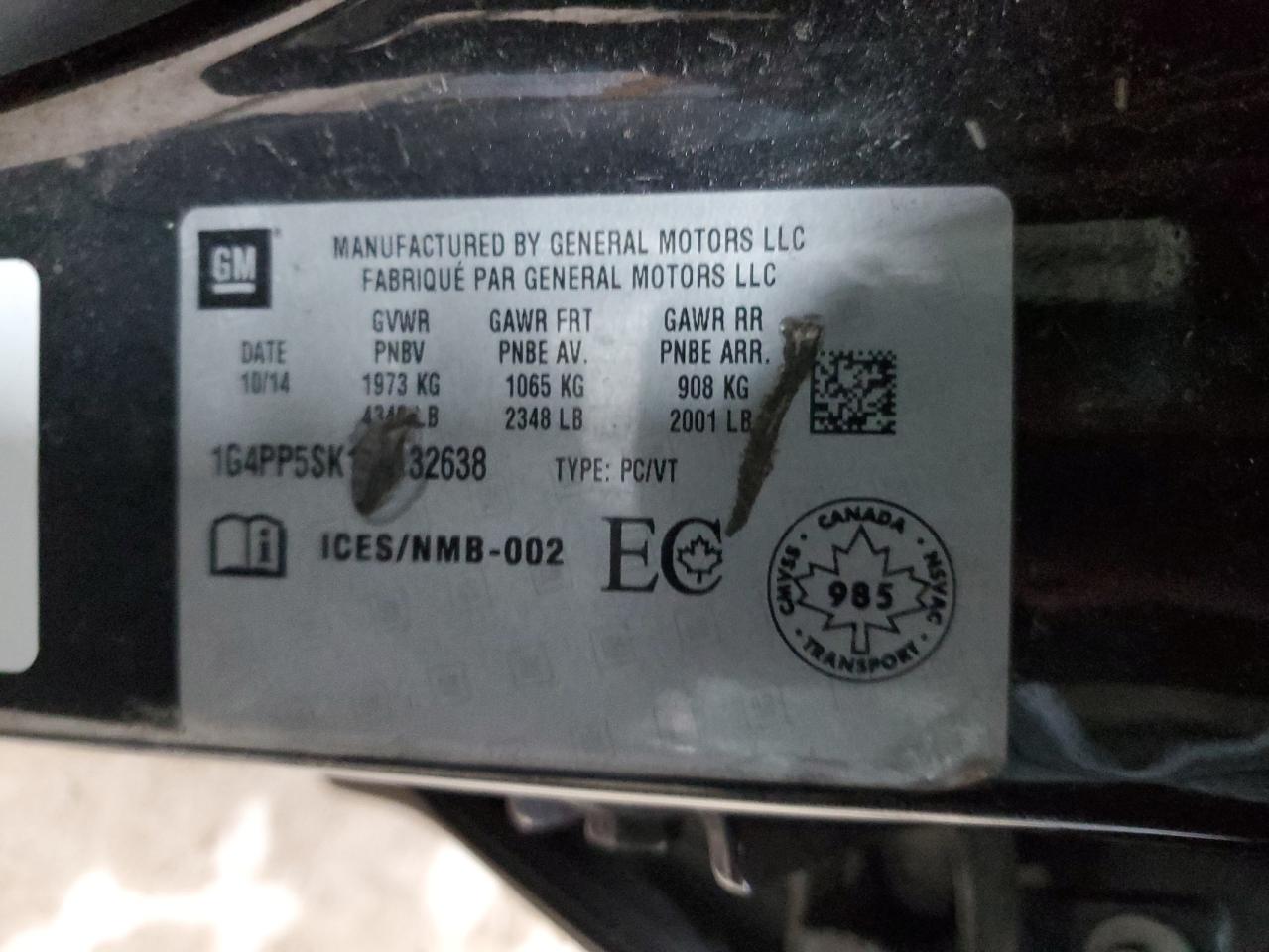 2015 Buick Verano VIN: 1G4PP5SK1F4132638 Lot: 93459875