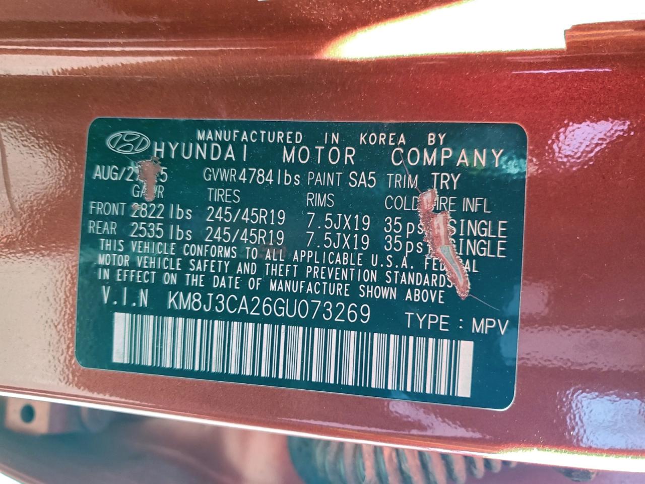 2016 Hyundai Tucson Limited VIN: KM8J3CA26GU073269 Lot: 92629405